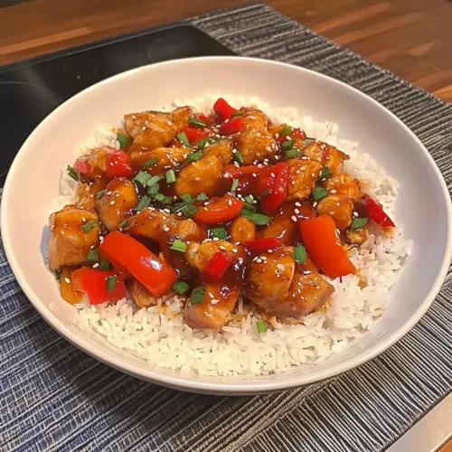 Honey Garlic Chicken With Peppers & Onions