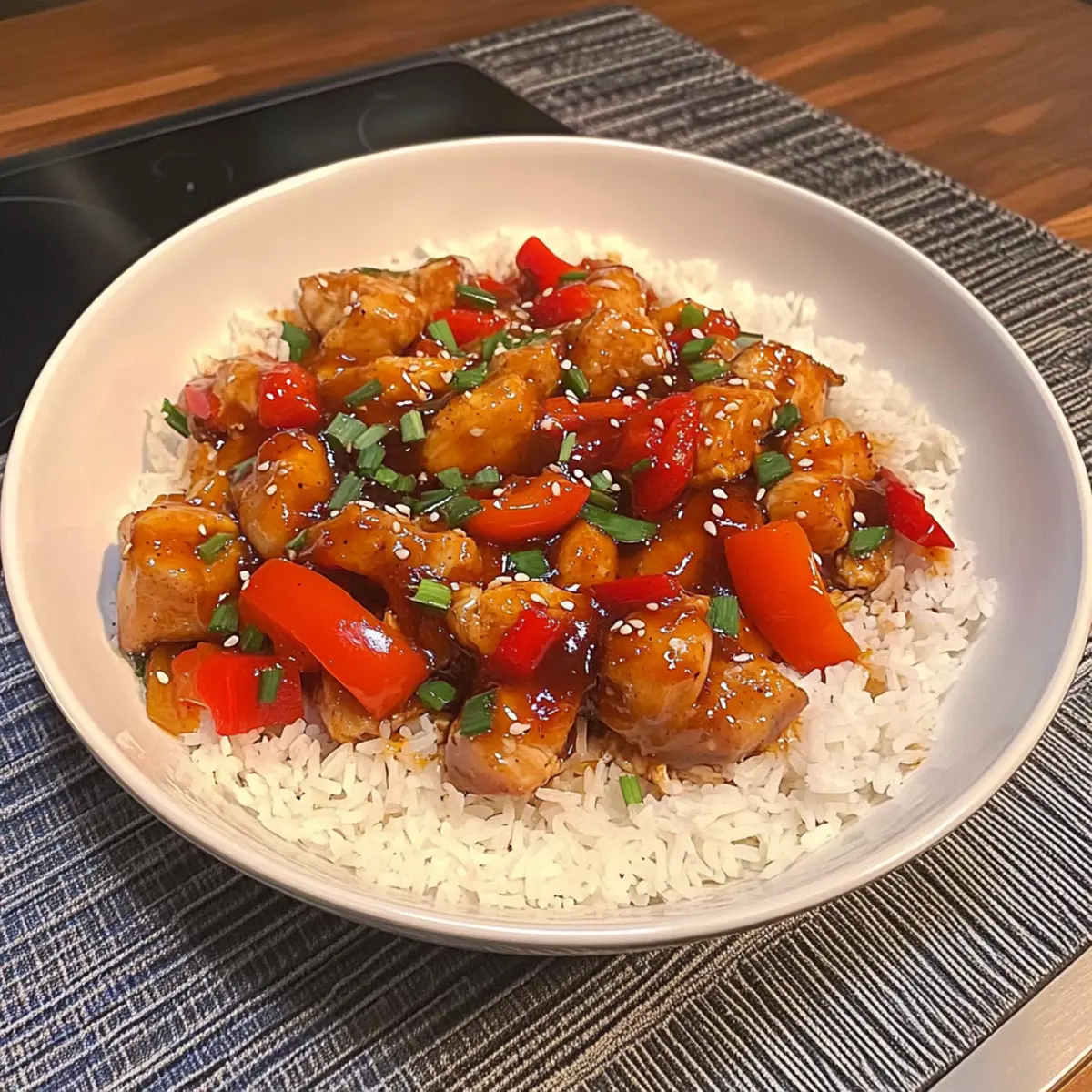 Honey Garlic Chicken With Peppers & Onions