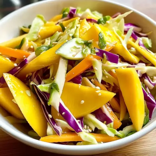 Crispy Mango Slaw with Lime Honey Dressing