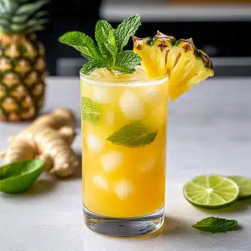 Pineapple Ginger Sparkler (Healthy Tropical Mocktail)