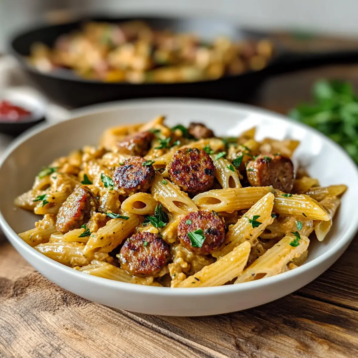Creamy Cajun Sausage Pasta Skillet