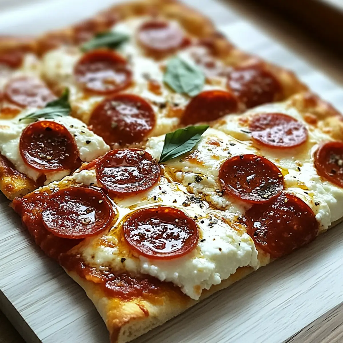Hot Honey Pepperoni and Ricotta Flatbread