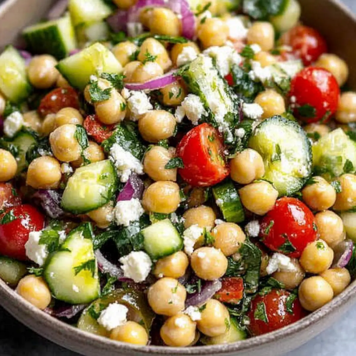 Greek Chickpea Salad with Feta & Herbs