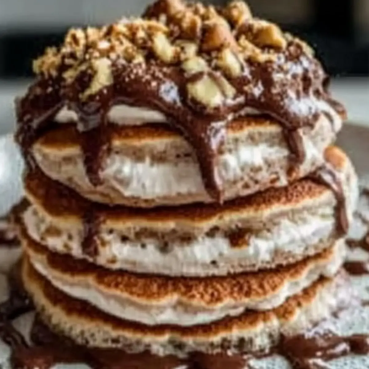 Fluffy Chocolate Hazelnut Pancakes