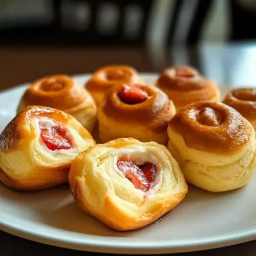 Crispy Strawberry Cheesecake Breakfast Rolls