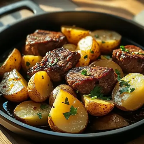 Garlic Steak Bites and Potatoes