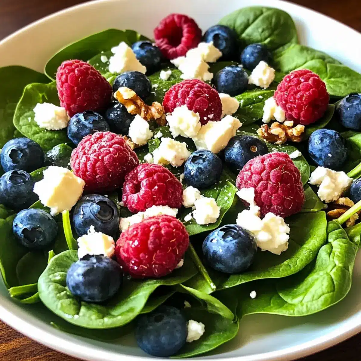 Berry Spinach Salad with Blueberries & Raspberries