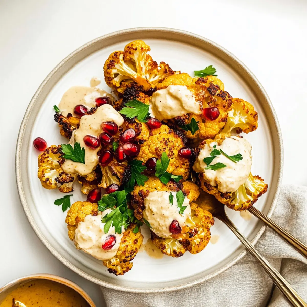 Roasted Cauliflower With Tahini Sauce