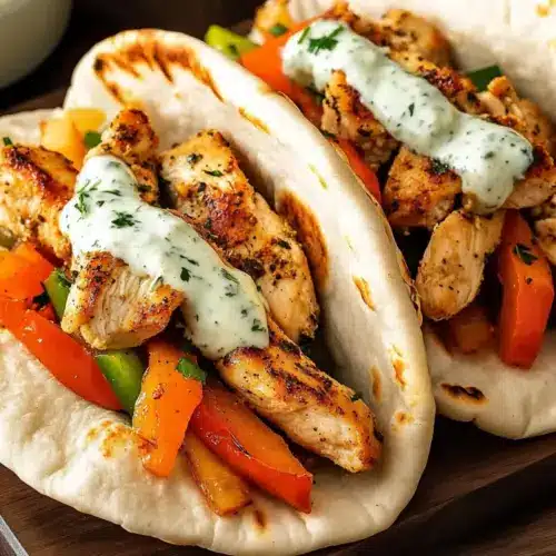 Chicken Pitas with Herby Ranch Sauce