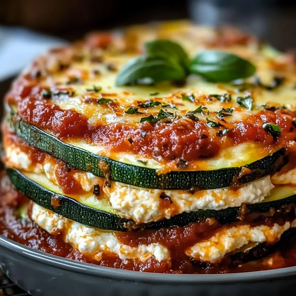 Layered Zucchini Ricotta Melts with Marinara