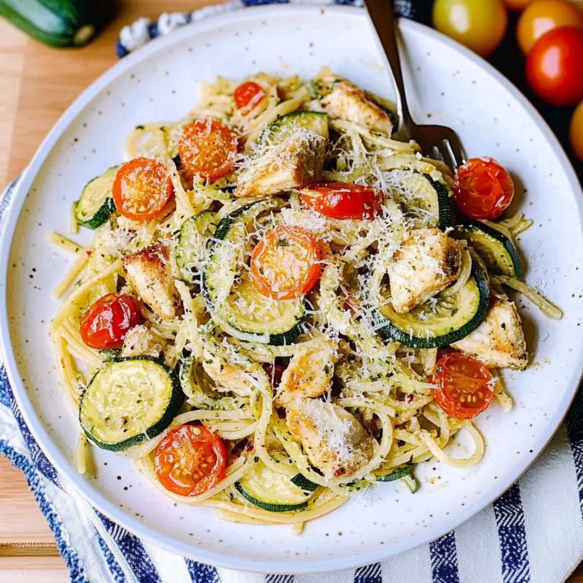 Parmesan Zucchini Tomato Chicken Spaghetti