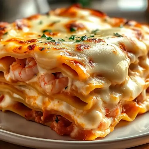 Creamy Garlic Butter Shrimp Lasagna