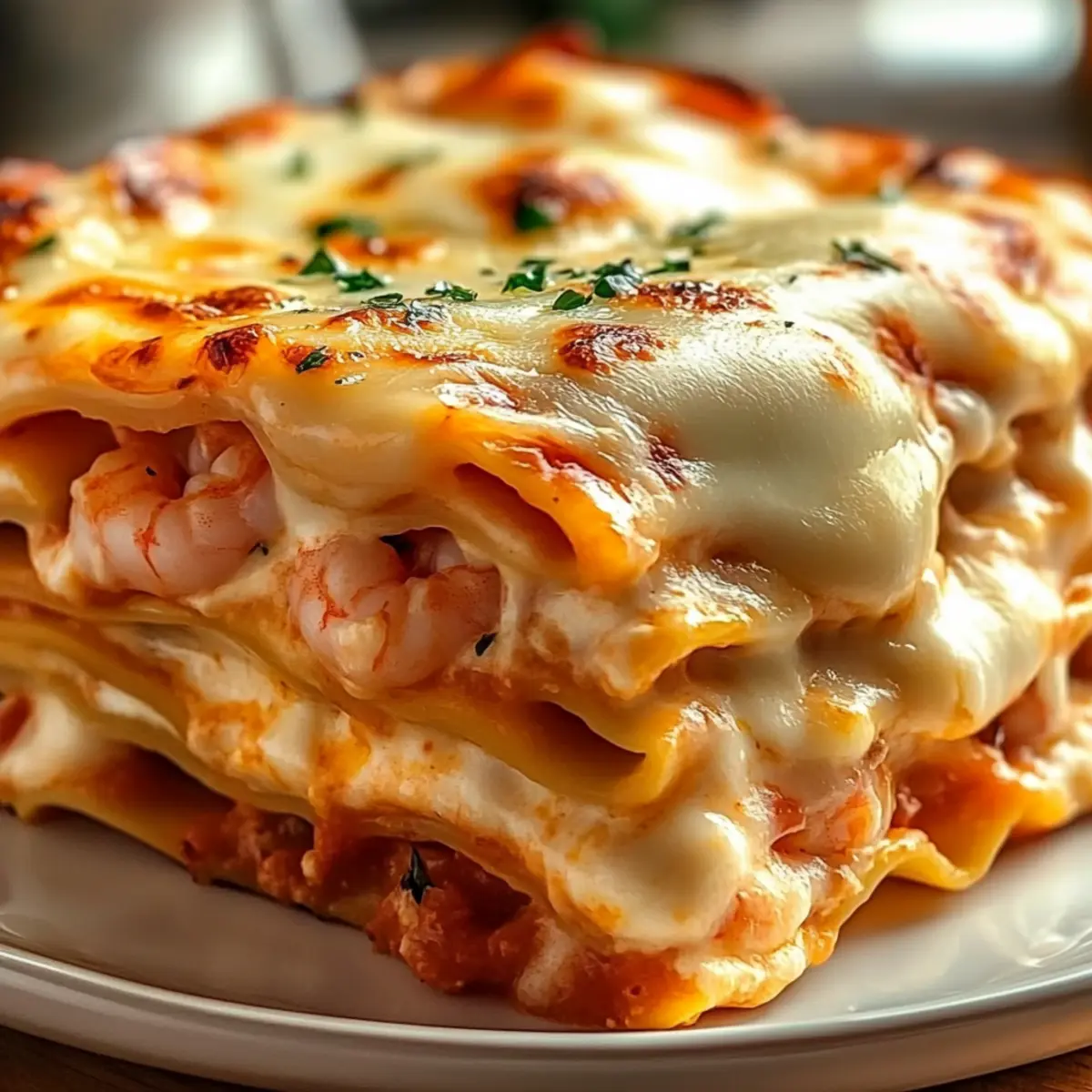 Creamy Garlic Butter Shrimp Lasagna