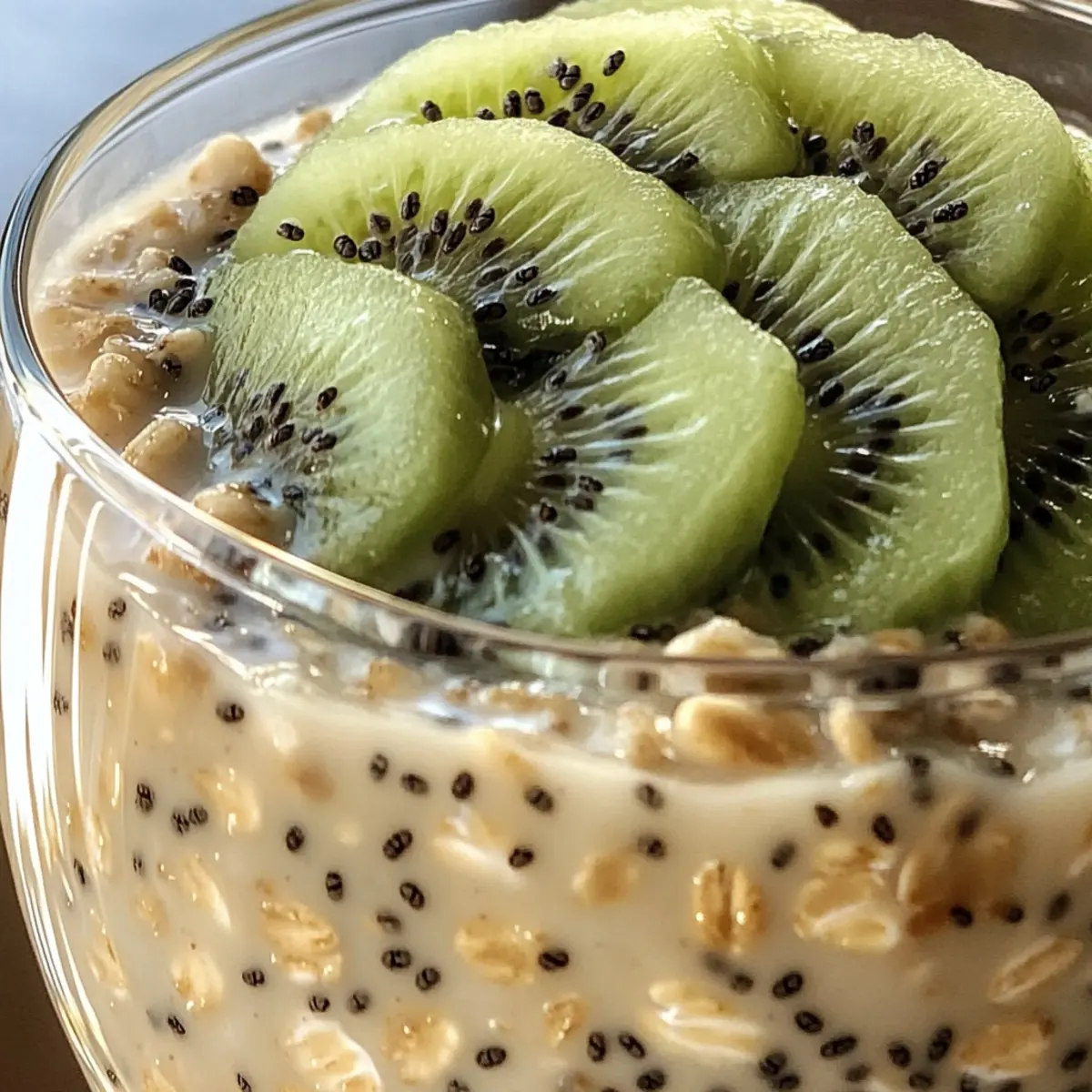 Overnight Oats with Kiwi and Chia Seeds