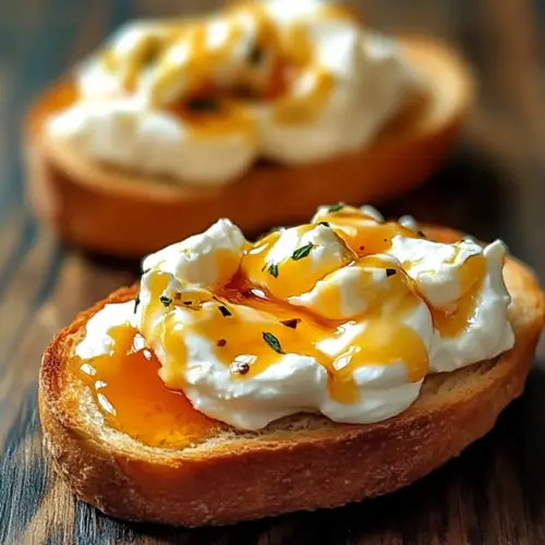 Whipped Feta Crostini with Spicy Hot Honey