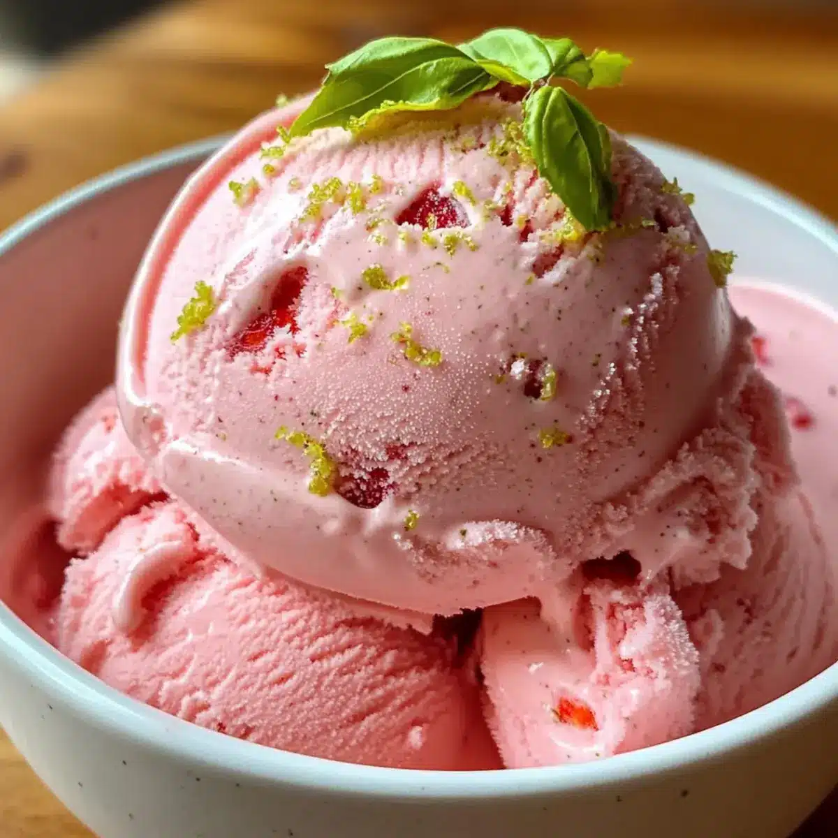 Roasted Strawberry Basil Ice Cream with a Lime Twist