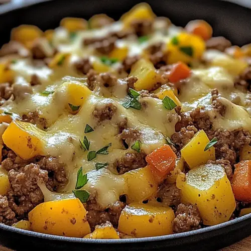 Cheesy Meat & Potato Skillet