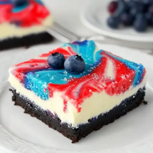 Red, White, and Blue Oreo Cheesecake Bars