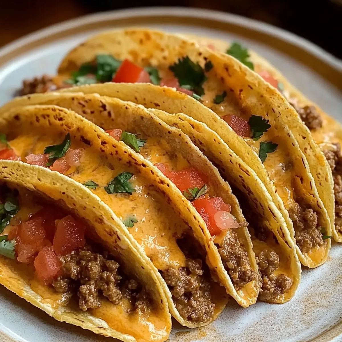 Cheesy Rotel Beef Tacos
