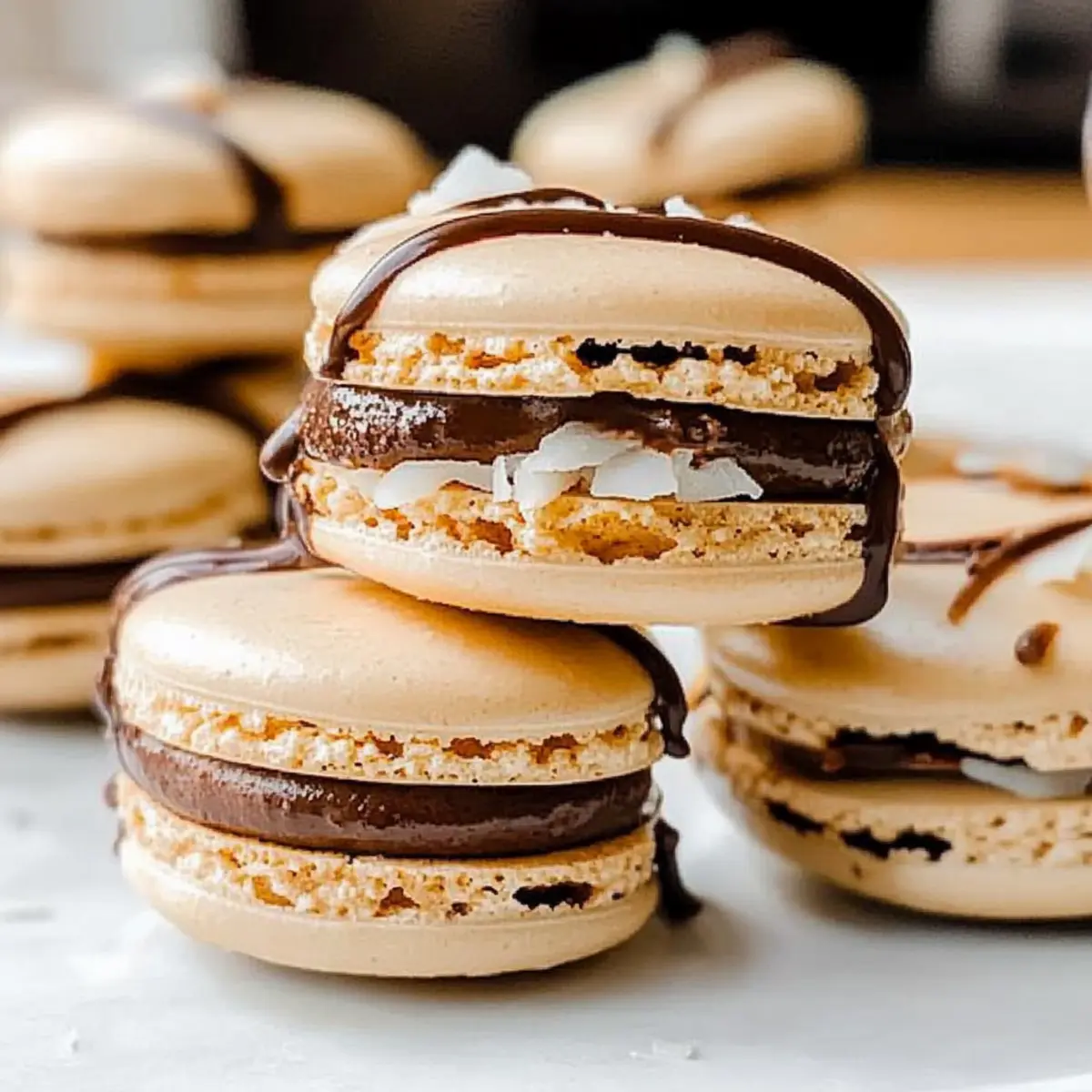 German Chocolate Macarons