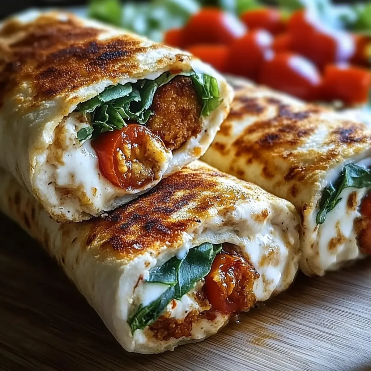 Crispy Air Fryer Chicken & Mozzarella Wraps