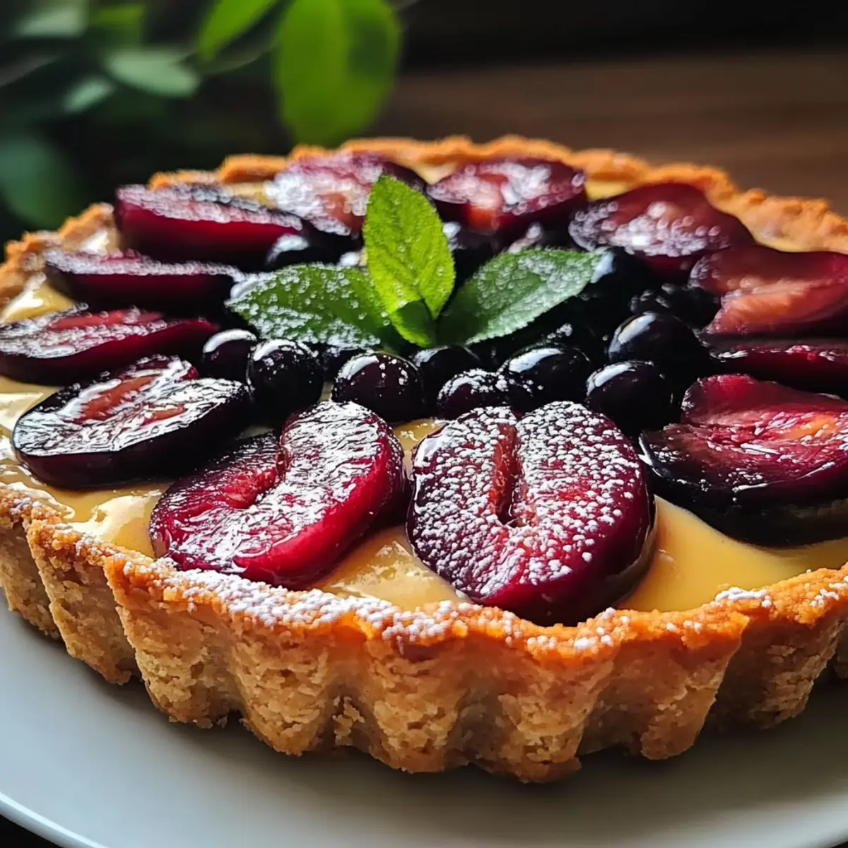 Plum Vanilla Custard Tart