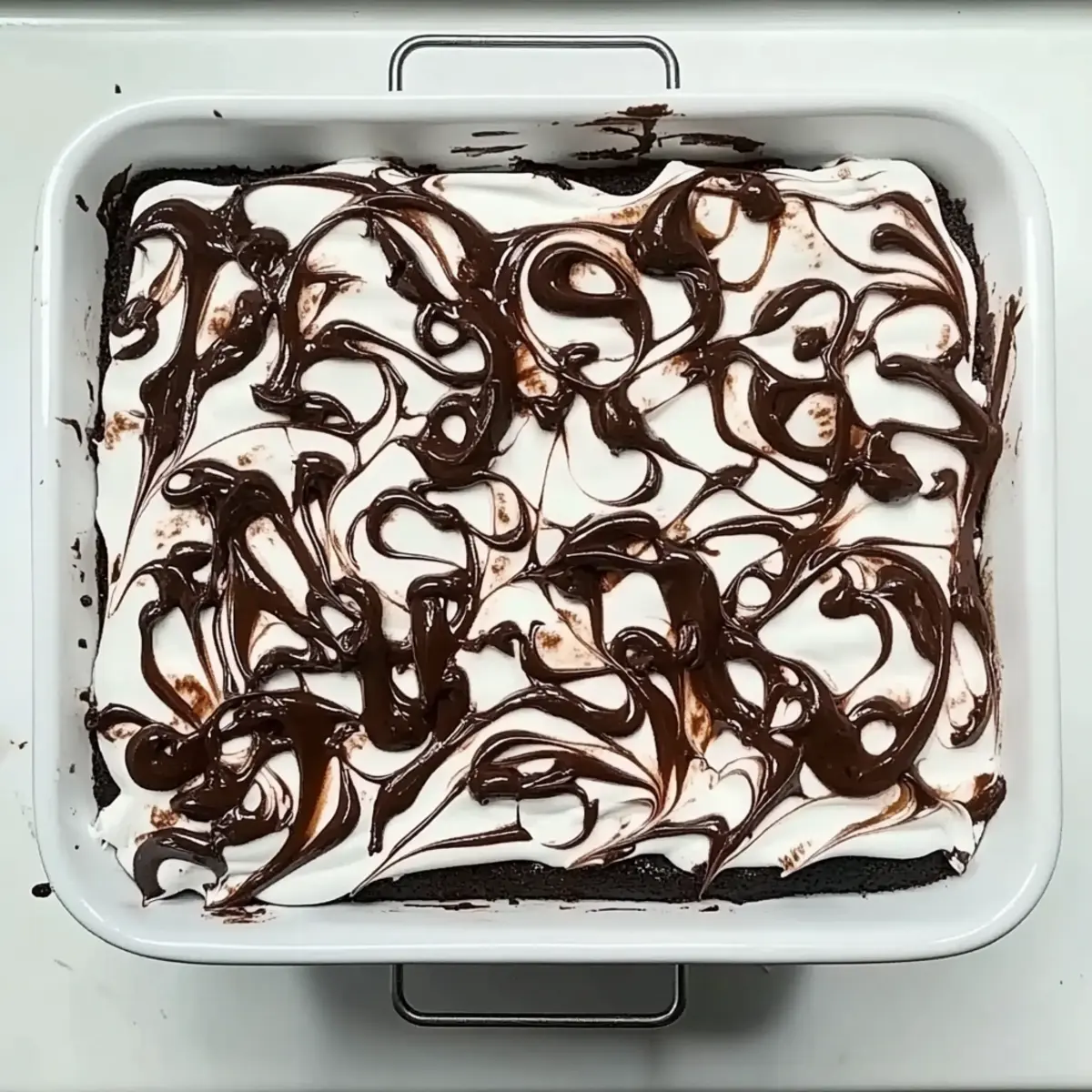 Marshmallow Chocolate Poke Cake