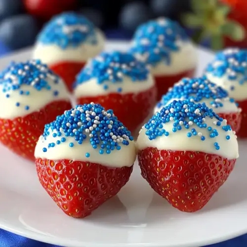 4th of July White Chocolate Dipped Strawberries