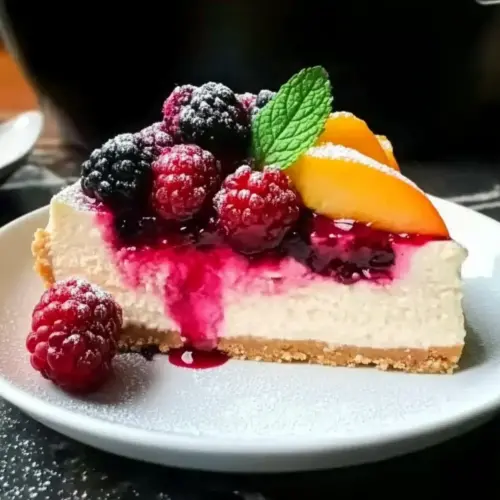 Summer Berry and Peach Cheesecake