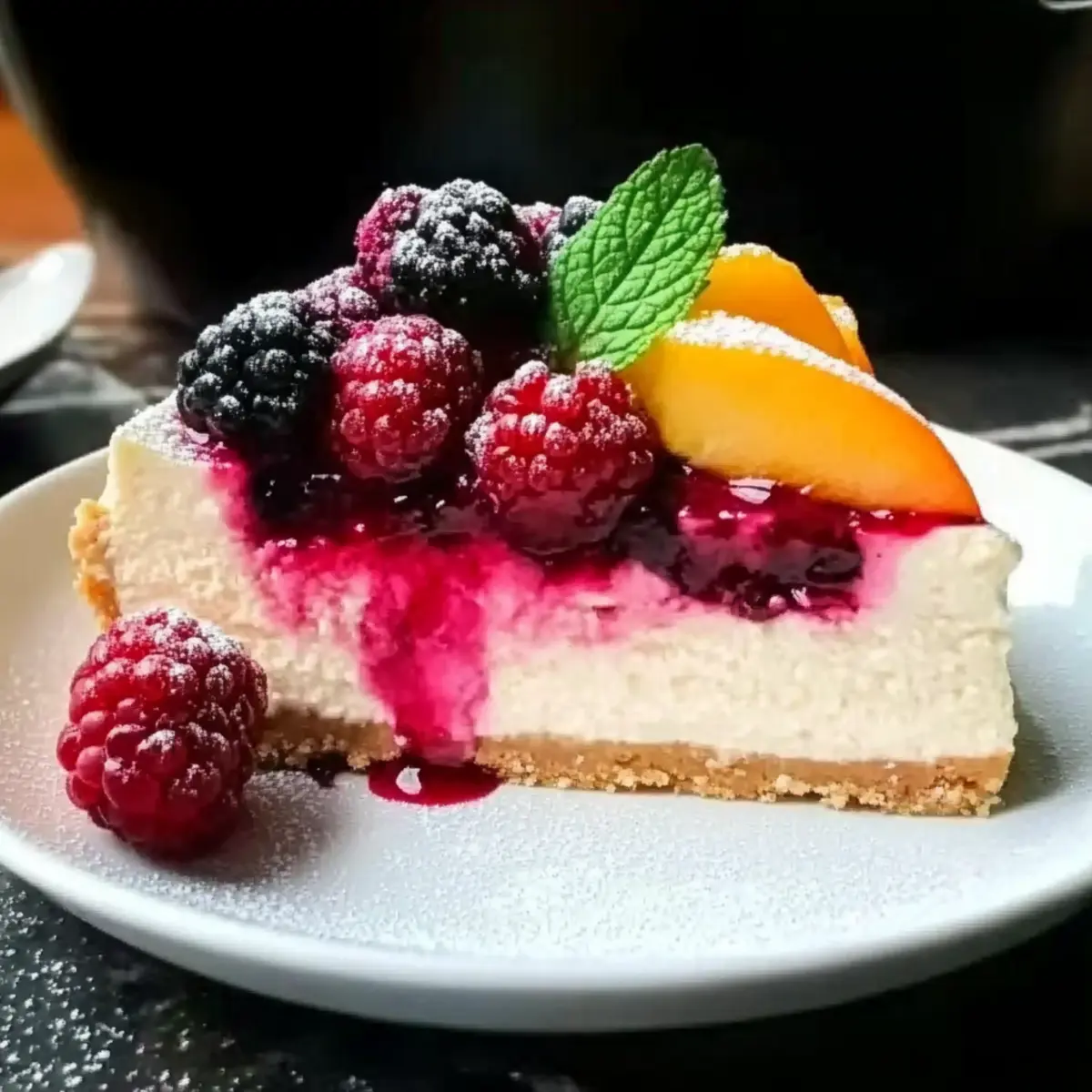 Summer Berry and Peach Cheesecake