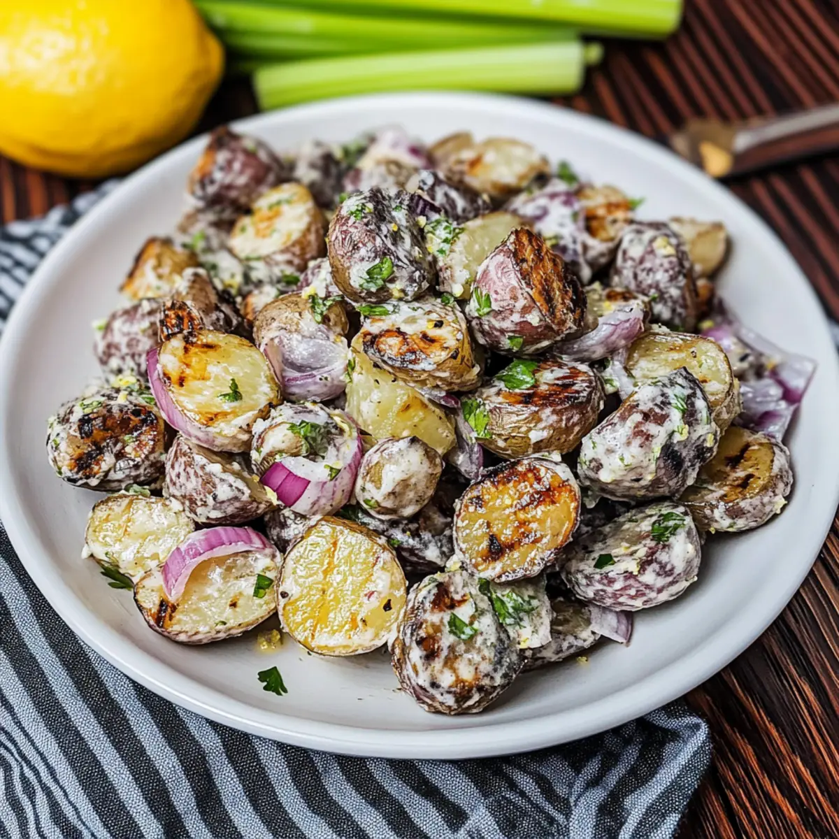 Grilled Potato Salad with Charred Lemon