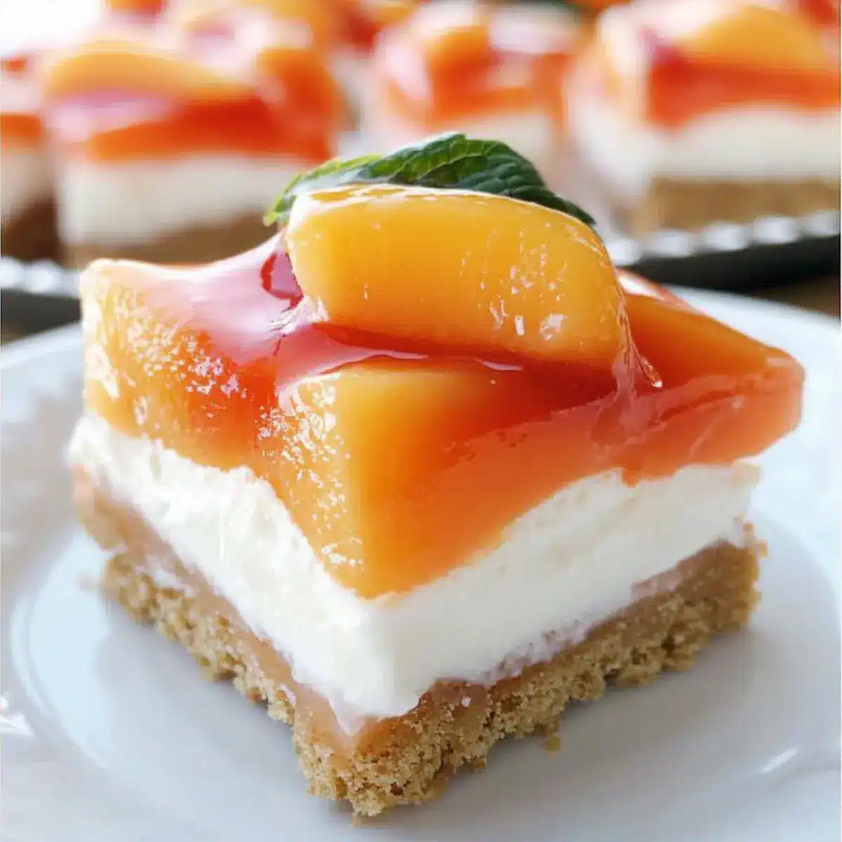 No-bake Fresh Peach Cheesecake Dessert