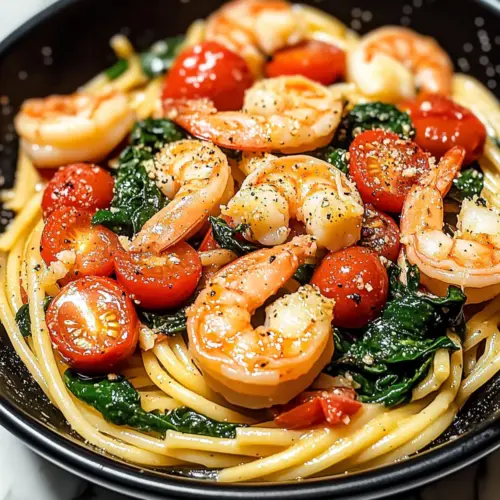 Tomato Spinach Shrimp Pasta