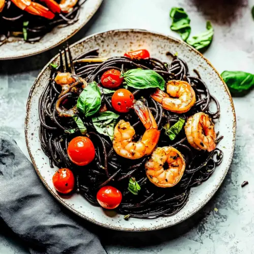 Squid Ink Pasta with Shrimp
