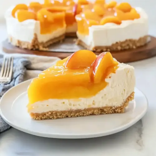 No Bake Peach Cheesecake