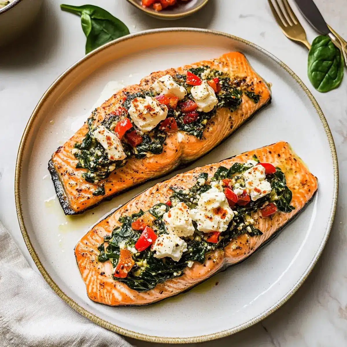 Stuffed Salmon With Spinach & Feta