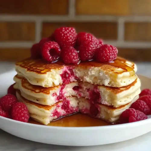 Raspberry Cheesecake Pancakes