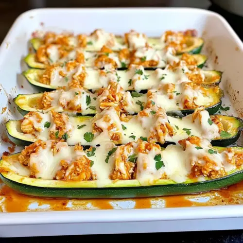 Buffalo Chicken Zucchini Boats