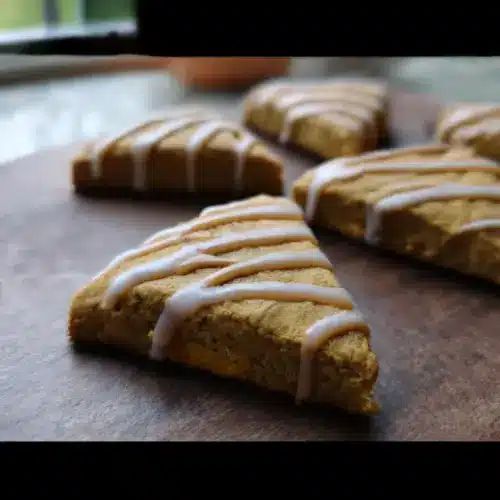 Fresh Milled Pumpkin Scones with Spiced Pumpkin Drizzle