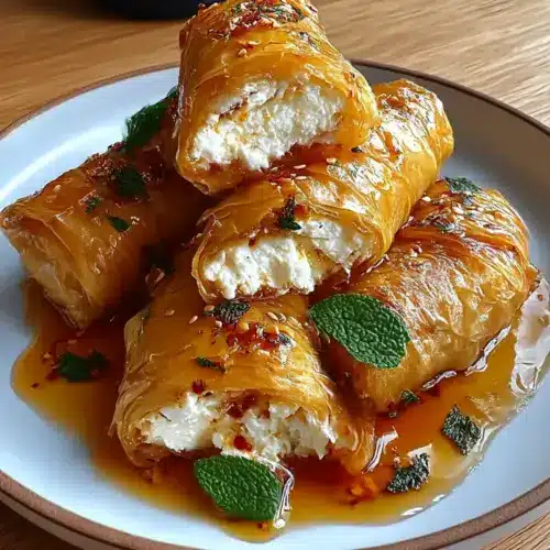 Crispy Oven Fried Feta Rolls with Sweet Chili Honey Drizzle