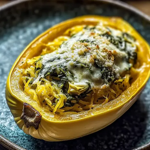 Spinach and Artichoke Stuffed Spaghetti Squash